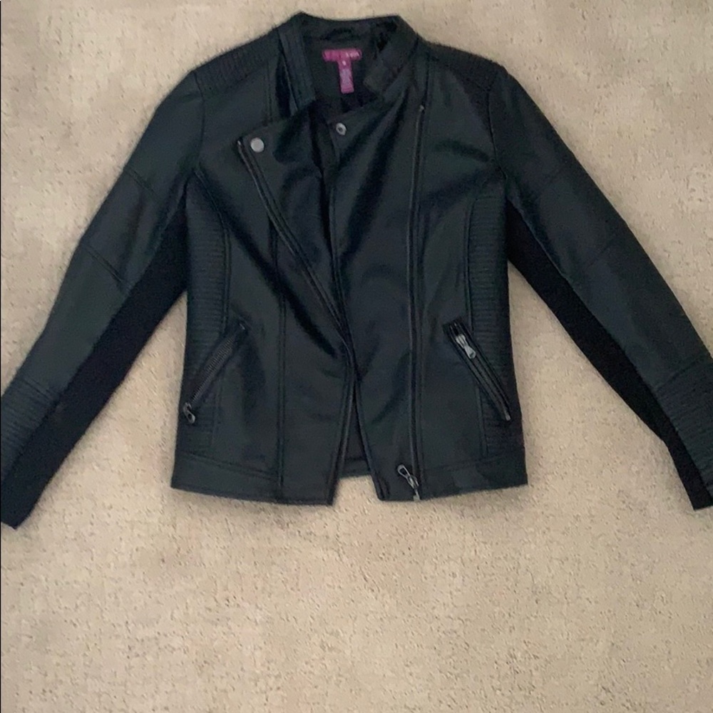 Aqua black leather jacket